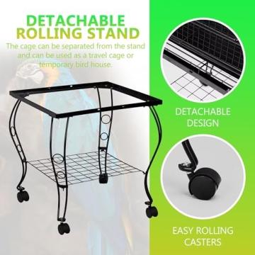 Luxurious SUPER DEAL Rolling Bird Cage for Happy Birds