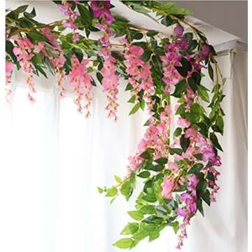 DearHouse 4Pcs 6.6Ft Silk Wisteria Garland for Elegant Decor