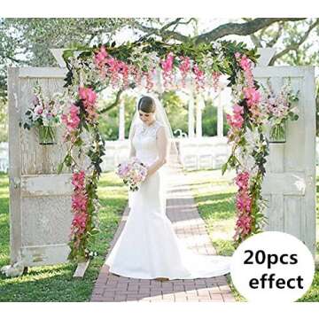 DearHouse 4Pcs 6.6Ft/Piece Artificial Flowers Silk Wisteria Garland Artificial Wisteria Vine Rattan Silk Hanging Flower for Home Garden Outdoor Ceremony Wedding Arch Floral Decor(Pink)