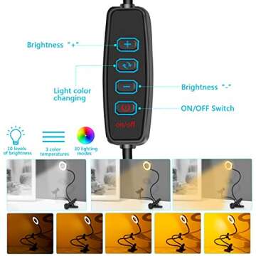 Clip On Ring Light with Phone Holder & Adjustable Brightness