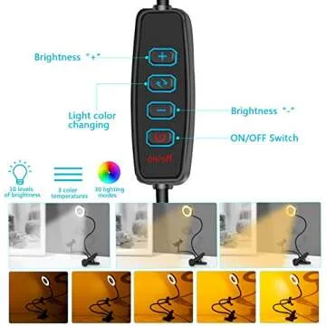 Clip On Ring Light with Phone Holder & Adjustable Brightness