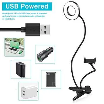 Clip On Ring Light with Phone Holder & Adjustable Brightness