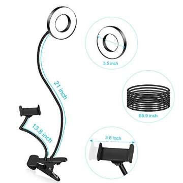 Clip On Ring Light with Phone Holder & Adjustable Brightness