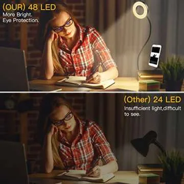 Clip On Ring Light with Phone Holder & Adjustable Brightness