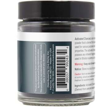 Viva Doria Activated Charcoal Powder, Hardwood Derived, Food Grade, 1.2 Oz Glass Jar