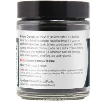 Viva Doria Activated Charcoal Powder, Hardwood Derived, Food Grade, 1.2 Oz Glass Jar