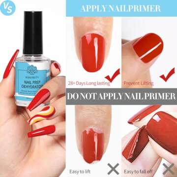 BORN PRETTY Natural Nail Prep Dehydrate and Bond Primer Acid-Free,15ml Dehydrator for Acrylic and Gel Nail Polish, Non Acid Primer for UV Gels Fast Dry Superior Bonding Agent Gift Box Set