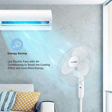 PELONIS 16-Inch 3-Speed Oscillating Pedestal Fan