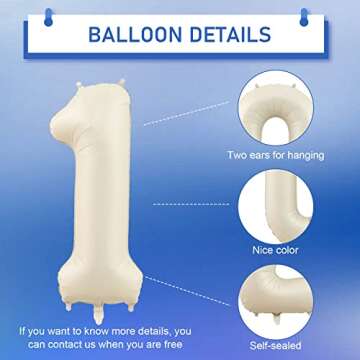 40 Inch Sand Number Balloon for 1st Birthday Party Decorations