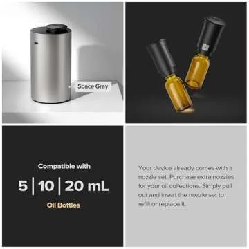 Airversa Waterless Essential Oil Diffuser for Home Aromatherapy Scent Diffusers with 3 Timer Settings or Timer-Off, 3 Mist Levels for Car Room Studio Office, ANX Premium Metal Black