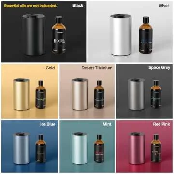 Airversa Waterless Essential Oil Diffuser for Home Aromatherapy Scent Diffusers with 3 Timer Settings or Timer-Off, 3 Mist Levels for Car Room Studio Office, ANX Premium Metal Black