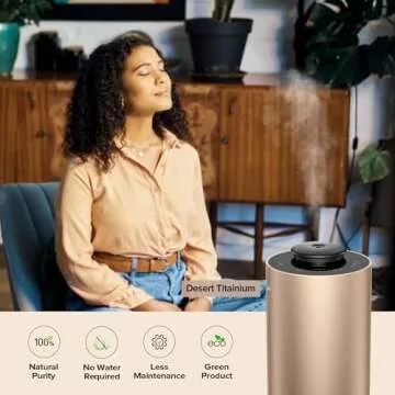 Airversa Waterless Essential Oil Diffuser for Home Aromatherapy Scent Diffusers with 3 Timer Settings or Timer-Off, 3 Mist Levels for Car Room Studio Office, ANX Premium Metal Black