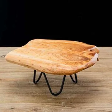 TJ Global Natural Edge Wooden Stand with Hairpin Legs
