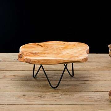 TJ Global Natural Edge Wooden Stand with Hairpin Legs
