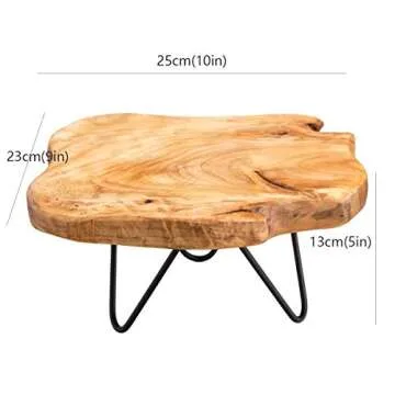 TJ Global Natural Edge Wooden Stand with Hairpin Legs