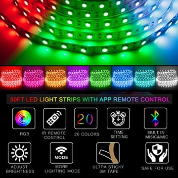 KFK Ultra Bright 50ft LED Light Strips for Your Home