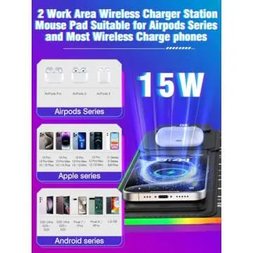 XXL Mouse Pad with Phone Holder, RGB Desk Mat with 15W Fast Charging, LED Large Gaming Mouse Pad with 11 Lights Colors, Long Mouse Pads for Desk, Waterproof Non-Slip Desk Pad for Gamer Esports Pros