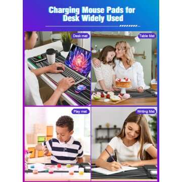 XXL Mouse Pad with Phone Holder, RGB Desk Mat with 15W Fast Charging, LED Large Gaming Mouse Pad with 11 Lights Colors, Long Mouse Pads for Desk, Waterproof Non-Slip Desk Pad for Gamer Esports Pros