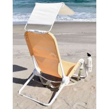 SUNFLOW Beach Chair with Sun Shade and Drink Holder - Compact, Comfortable, Easy-to-Carry - Rust Res...