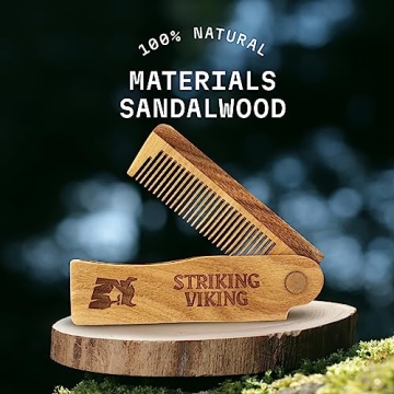 Striking Viking Folding Wooden Beard Comb - Sandalwood Style