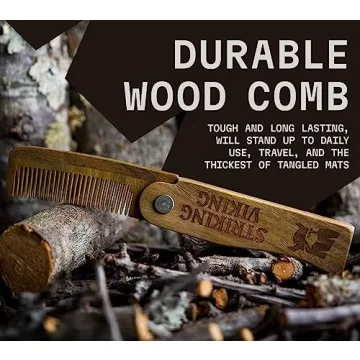 Striking Viking Folding Wooden Beard Comb - Sandalwood Style