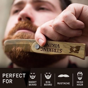 Striking Viking Folding Wooden Beard Comb - Sandalwood Style