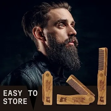 Striking Viking Folding Wooden Beard Comb - Sandalwood Style