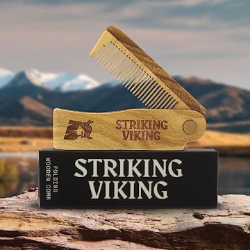 Striking Viking Folding Wooden Beard Comb - Sandalwood Style
