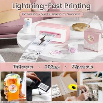 Phomemo Bluetooth Thermal Shipping Label Printer, 2025 Upgrade 4x6 Desktop Thermal Label Printer for Shipping Packages/Small Business/Office/Home, for Amazon, Ebay, Shopify, Etsy, UPS, FedEx - Pink