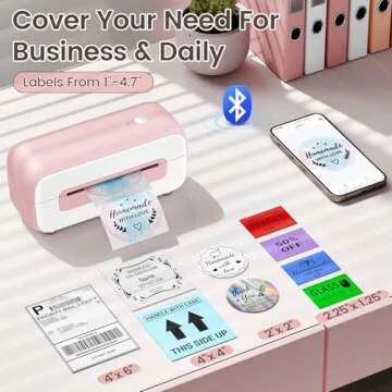 Phomemo Bluetooth Thermal Shipping Label Printer, 2025 Upgrade 4x6 Desktop Thermal Label Printer for Shipping Packages/Small Business/Office/Home, for Amazon, Ebay, Shopify, Etsy, UPS, FedEx - Pink