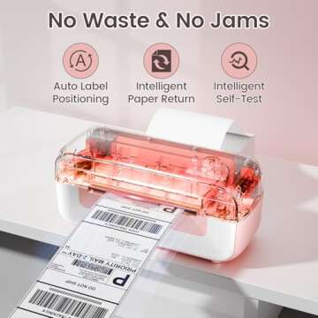 Phomemo Bluetooth Thermal Shipping Label Printer, 2025 Upgrade 4x6 Desktop Thermal Label Printer for Shipping Packages/Small Business/Office/Home, for Amazon, Ebay, Shopify, Etsy, UPS, FedEx - Pink