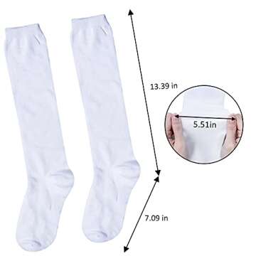 Senker Women's 4 Pairs Cotton Knee High Casual Solid Knit Socks, C White & Black, Large