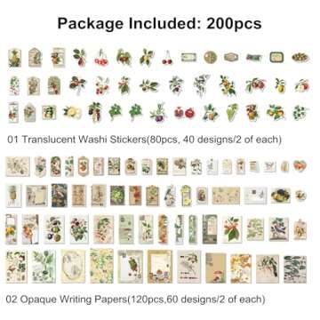 Esweny 200PCS Vintage Scrapbooking Supplies Pack, Aesthetic Scrapbook Sticker Paper Art Journaling K...