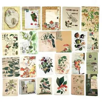 Esweny 200PCS Vintage Scrapbooking Supplies Pack, Aesthetic Scrapbook Sticker Paper Art Journaling Kit for Bullet Junk Journals,Planner,Cottagecore Decor Gifts (Fruits)