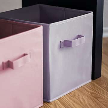 Pomatree 13x13x13 Inch Storage Cubes - 6 Pack - Fun Colored Large Storage Bins | Dual Handles | Foldable Cube Baskets for Home, Kids Room, Closet and Toys Organization | Fabric Cube Bin (Colorful)