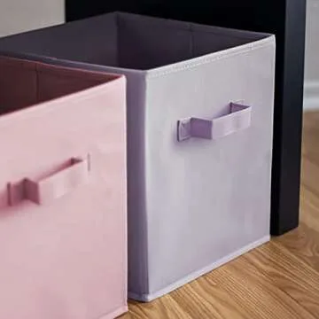 Pomatree 13x13x13 Inch Storage Cubes - 6 Pack - Fun Colored Large Storage Bins | Dual Handles | Foldable Cube Baskets for Home, Kids Room, Closet and Toys Organization | Fabric Cube Bin (Colorful)