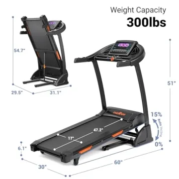 THERUN Incline Treadmill with Compact Design and App Support