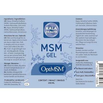 Opti MSM Skin and Facial Gel Lotion - The #1 MSM Gel for Quickly Soothing Joints and Muscles, and Improving Skin Condition- Achieves Soft, Smooth Healthy Skin