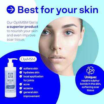 Opti MSM Skin and Facial Gel Lotion - The #1 MSM Gel for Quickly Soothing Joints and Muscles, and Improving Skin Condition- Achieves Soft, Smooth Healthy Skin