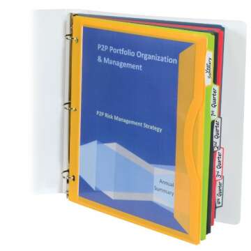 C-Line 5-Tab Binder Pockets with Write-On Index Tabs, Assorted Colors, 8.5 x 11 Inches, 5 Pockets per Set (06650)