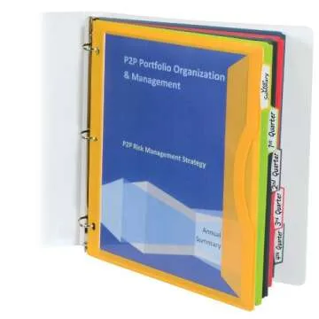 C-Line 5-Tab Binder Pockets with Write-On Index Tabs, Assorted Colors, 8.5 x 11 Inches, 5 Pockets per Set (06650)