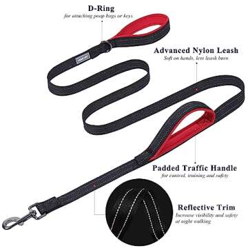 VIVAGLORY Traffic Handle Dog Leash - Durable & Reflective