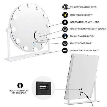 CITYMODA Large Vanity Mirror with Lights, Hollywood Lighted Makeup Mirror with 18 Dimmable LED Bulbs...