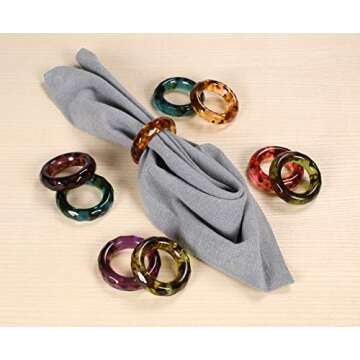 Alpha Living Home Spring Napkin Rings Set of 12, Color Napkin Holders, Napkin Rings Bulk for Party D...