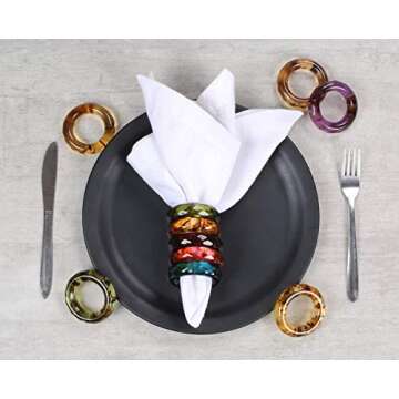 Alpha Living Home Spring Napkin Rings Set of 12, Color Napkin Holders, Napkin Rings Bulk for Party Decoration, Dinning Table, Everyday, Family Gatherings - A Great Tabletop Décor - Multi
