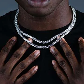 Krfy Tennis Necklace for Women Men, 18K White Gold Plated Silver Tennis Diamond Necklace for Women Trendy Simple 4.0mm Dainty Classic Round Cubic Zirconia Tennis Necklaces 18 inch