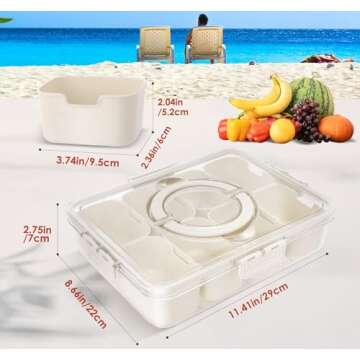 TOGGOT Portable Snackle Box Container - Divided Serving Tray with Lid and Handle, Clear Snack Box Or...