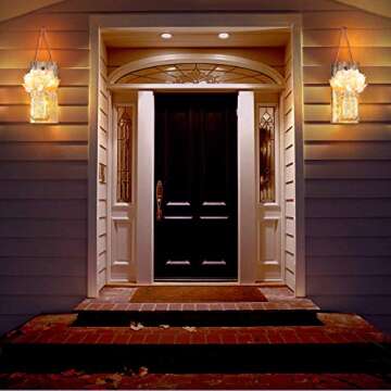 2 Pcs Mason Jar Lights l Premium Mason Jar Sconces with 6 Hours Timer Mason Jars Lights with Silk Hydrangea for Home Décor Perfect as a Gift on Birthday Wedding Anniversary and more
