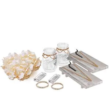 2 Pcs Mason Jar Lights l Premium Mason Jar Sconces with 6 Hours Timer Mason Jars Lights with Silk Hydrangea for Home Décor Perfect as a Gift on Birthday Wedding Anniversary and more