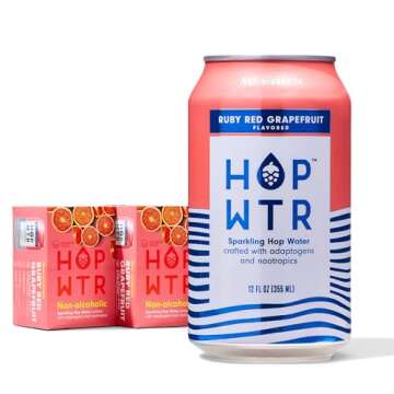 HOP WTR Sparkling Hop Water, Ruby Red Grapefruit 12 Pack, Sugar Free, Low Carb Non Alcoholic Drinks,...